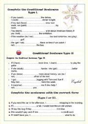 English Worksheet: first and second conditional