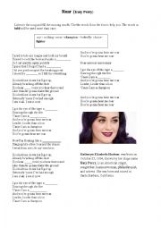 English Worksheet: Roar by Katy Perry