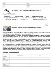 English Worksheet: CHILDRENS RIGHTS