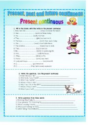 English Worksheet: Present past and future continuous -Activities