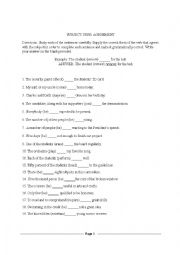 English Worksheet: Subject- Verb Agreement Exercises (Complete the Sentence)