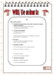 English Worksheet: Will and Be Going to