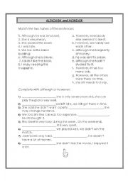 English Worksheet: Although and However