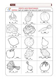 English Worksheet: Fruits and vegetables -Part 01