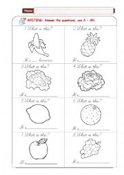 English Worksheet: Fruits and vegetables -Part 02
