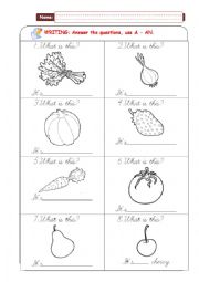 English Worksheet: Fruits and vegetables -Part 03