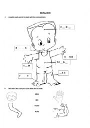 English Worksheet: Body parts