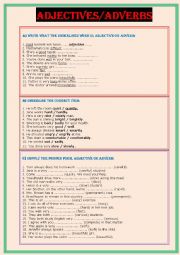 English Worksheet: ADJECTIVES - ADVERBS