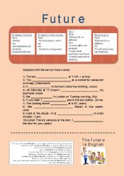 English Worksheet: Future forms