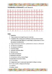 Advanced Level Vocabulary crossword