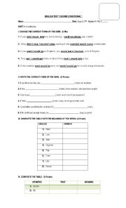 English Worksheet: conditional tests 