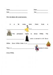 English Worksheet: SNOW WHITE WORKSHEET