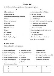 English Worksheet: Excuse Me