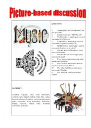 English Worksheet: Picture-based discussion musical instruments