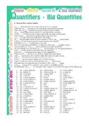 English Worksheet: Quantifiers - Big Quantities