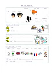 English Worksheet: back to school: about myself