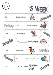 English Worksheet: names week (days of the week)