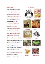 English Worksheet: FAST FOOD (a poem + a pictionary)