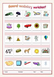 English Worksheet: General vocabulary worksheet