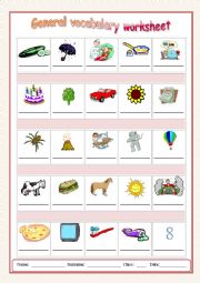 General vocabulary worksheet