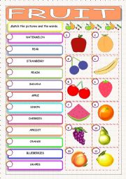 English Worksheet: Fruit