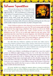 English Worksheet: Reading Articles - Halloween Superstitions