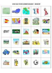 English Worksheet: How was your summer holiday? Memory