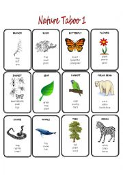 English Worksheet: Nature Taboo 1/2