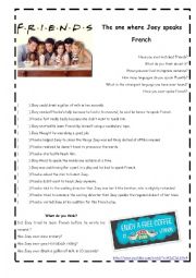English Worksheet: Friends - The one that Joey speaks French (Simple past x Present Perfect)