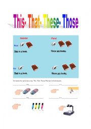 English Worksheet: Demonstratives and school objects