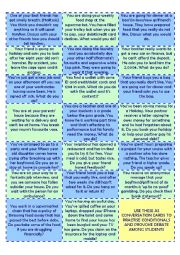 English Worksheet: Sticky Situations Conversation Cards