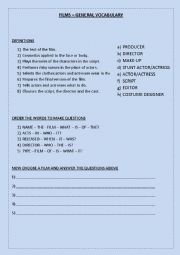 English Worksheet: FILMS (general vocabulary)