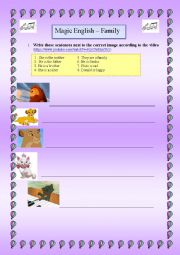 English Worksheet: Magic English - Family (Video Activity)