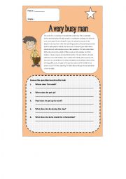 English Worksheet: a very busy man