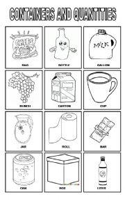 English Worksheet: Containers and Quantities