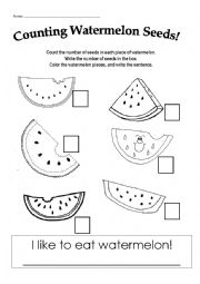 English Worksheet: Counting Watermelon Seeds