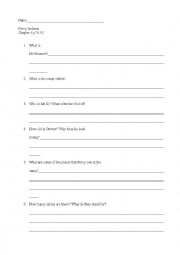 English Worksheet: Percy Jackson Chapter 6 worksheet