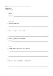 Percy Jackson Chapter 6 worksheet