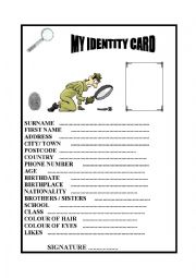 English Worksheet: MY IDENTITY