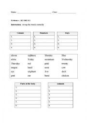 English Worksheet: group the words