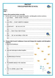 English Worksheet: pretest for elementary school