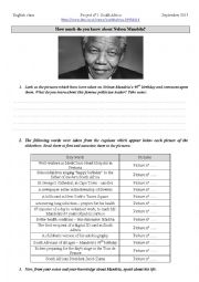 English Worksheet: Mandelas birthday