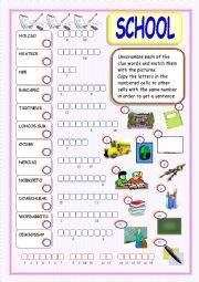 English Worksheet: Back to School