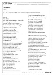 English Worksheet: Guns and Roses  - Civil War