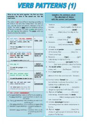 English Worksheet: Verb Patterns