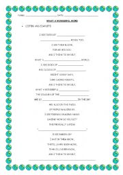 English Worksheet: What a wonderful world 