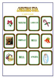 English Worksheet: Christmas Star Card Game