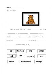 English Worksheet: My Missing Pet.