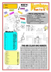 English Worksheet: numbers 1-10 with the simpsons