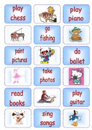 English Worksheet: Hobbies Match Cards